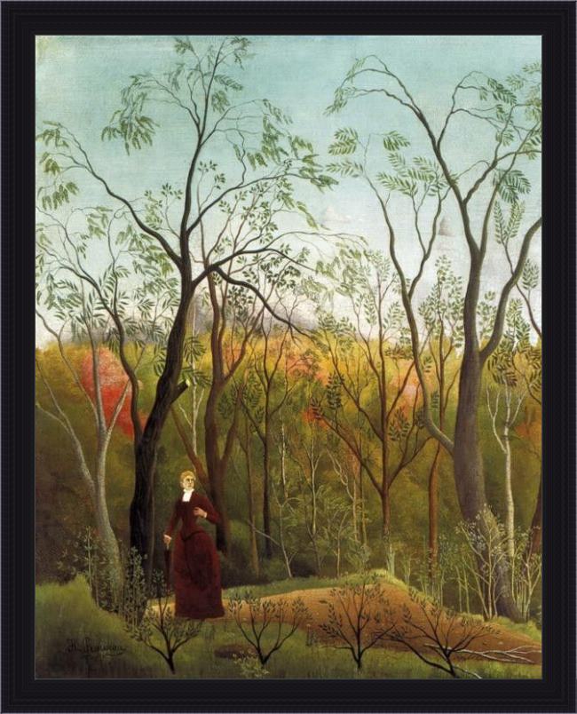 Framed Henri Rousseau promenade in the forest painting