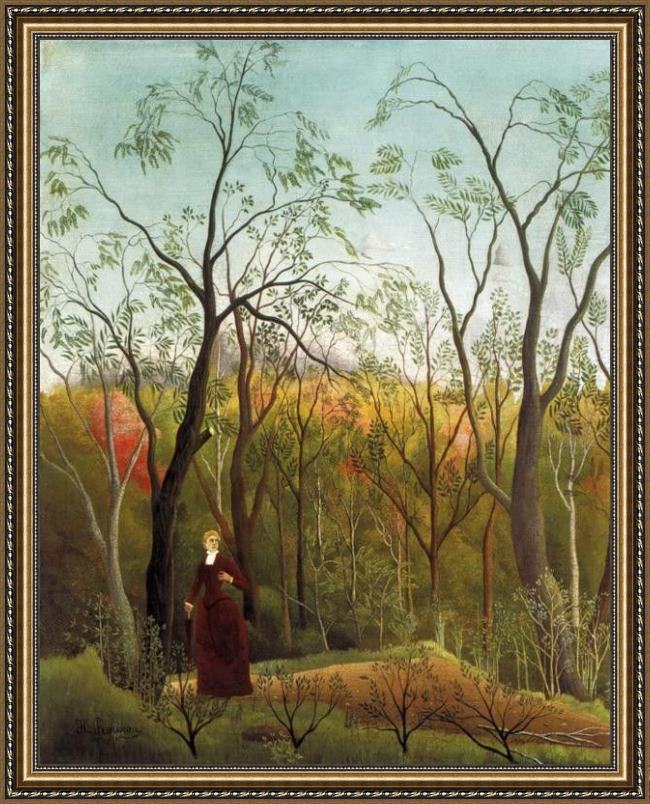 Framed Henri Rousseau promenade in the forest painting