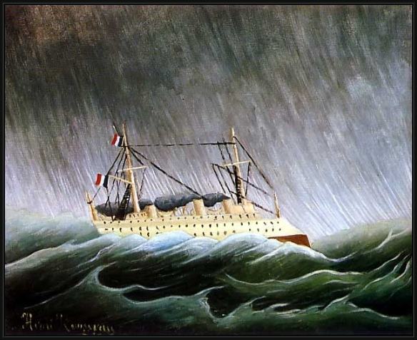 Framed Henri Rousseau the boat in the storm painting