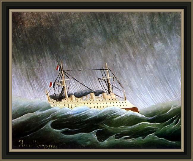 Framed Henri Rousseau the boat in the storm painting