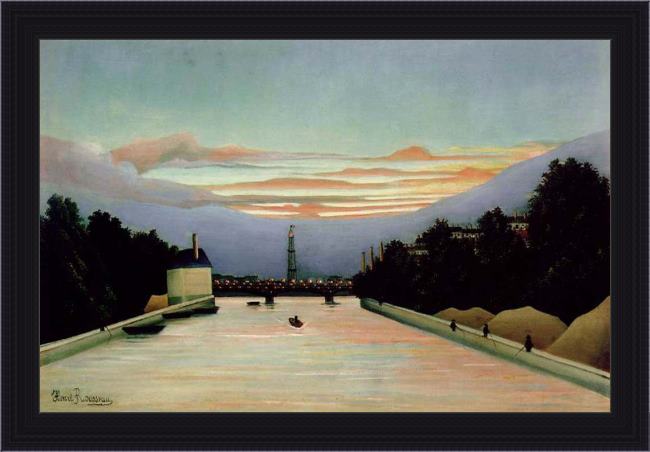 Framed Henri Rousseau the eiffel tower painting