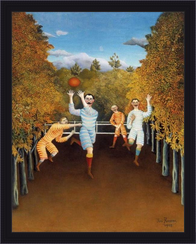 Framed Henri Rousseau the football players painting