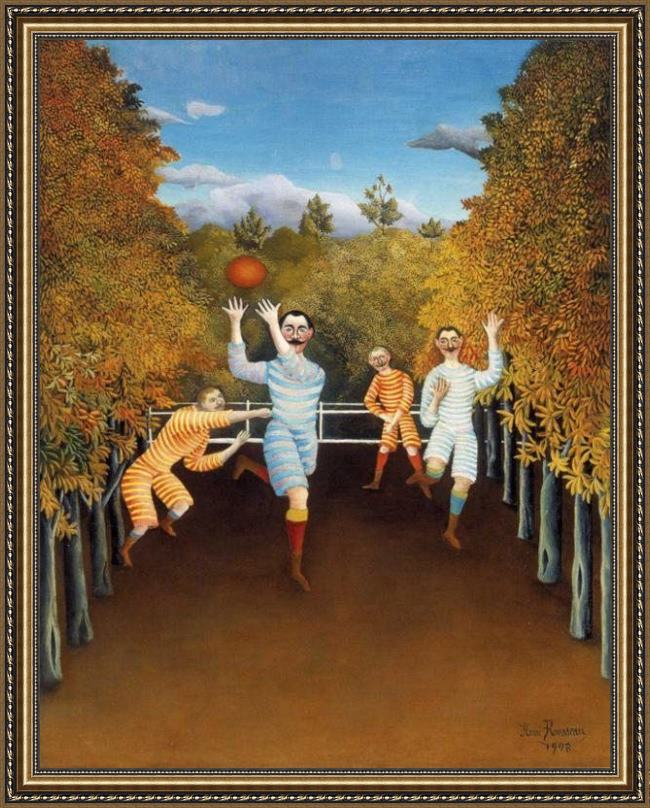Framed Henri Rousseau the football players painting