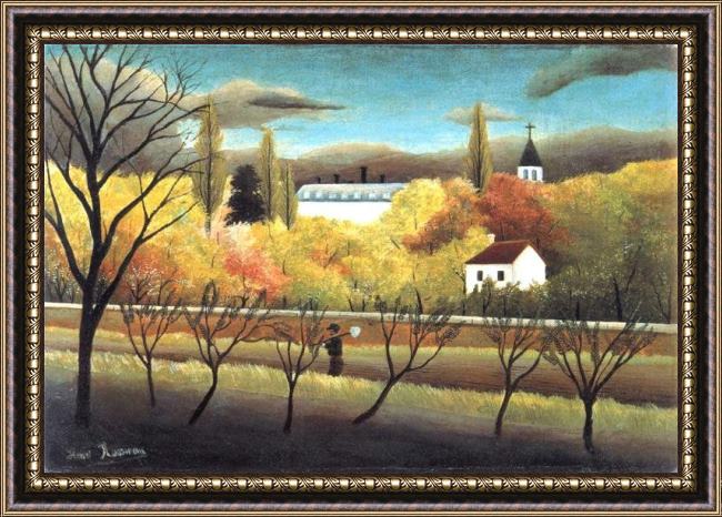 Framed Henri Rousseau the orchard painting