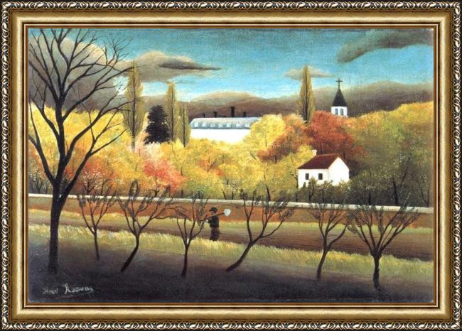 Framed Henri Rousseau the orchard painting