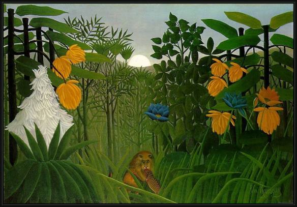 Framed Henri Rousseau the repast of the lion painting