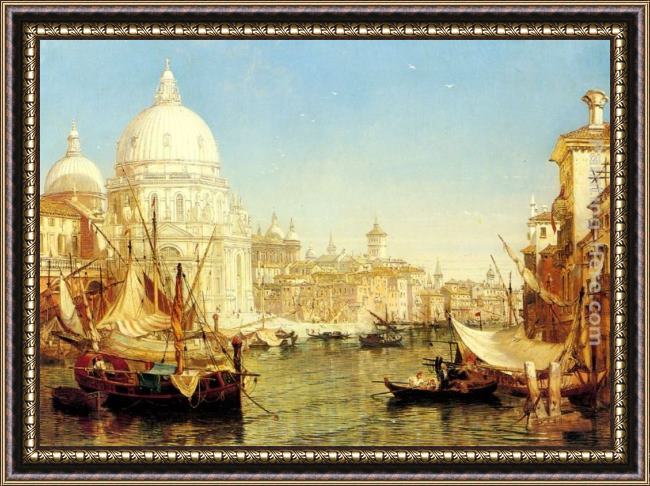 Framed Henry Courtney Selous a venetian canal scene with the santa maria della salute painting