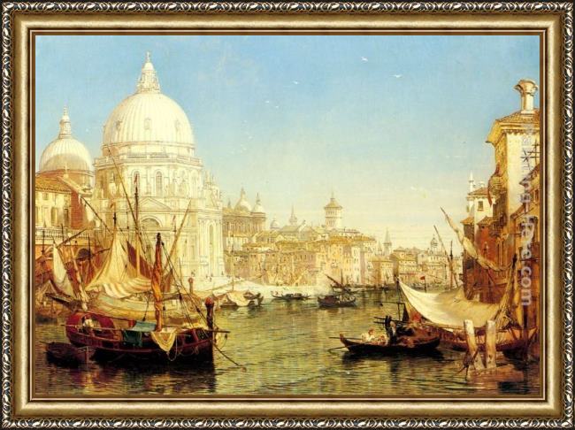 Framed Henry Courtney Selous a venetian canal scene with the santa maria della salute painting