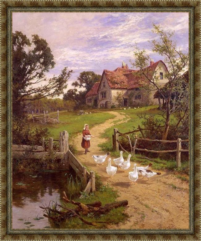Framed Henry H. Parker a berkshire homestead painting