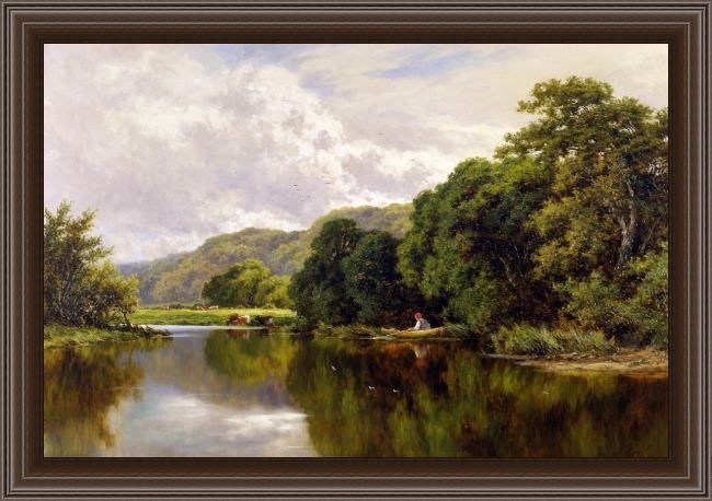 Framed Henry H. Parker nature's mirror, on the banks of the thames painting