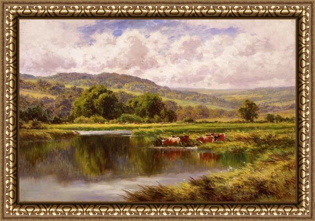 Framed Henry H. Parker the river mole, dorking surrey painting