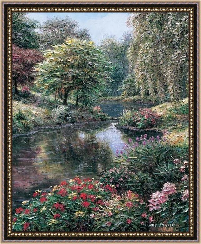 Framed Henry Peeters longmeadow pond painting