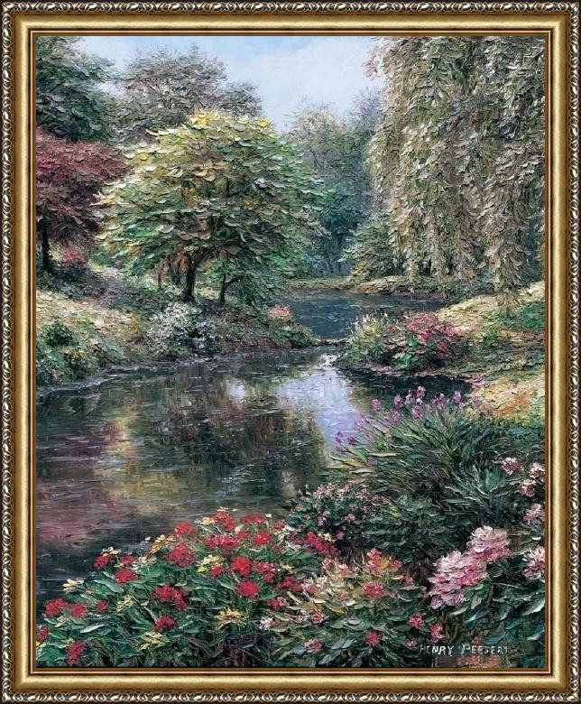 Framed Henry Peeters longmeadow pond painting