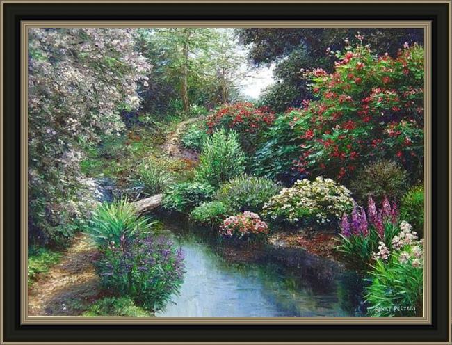 Framed Henry Peeters reed creek painting