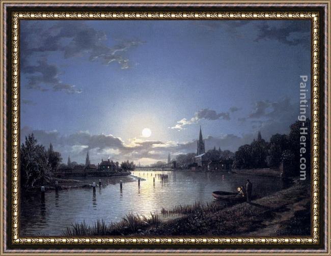 Framed Henry Pether marlow on thames painting