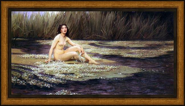 Framed Herbert James Draper the water nymph painting