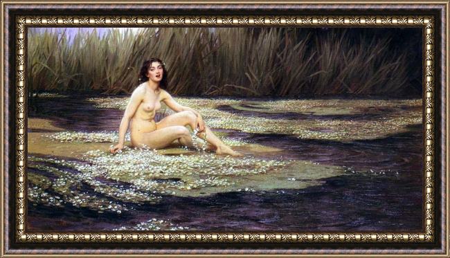 Framed Herbert James Draper the water nymph painting