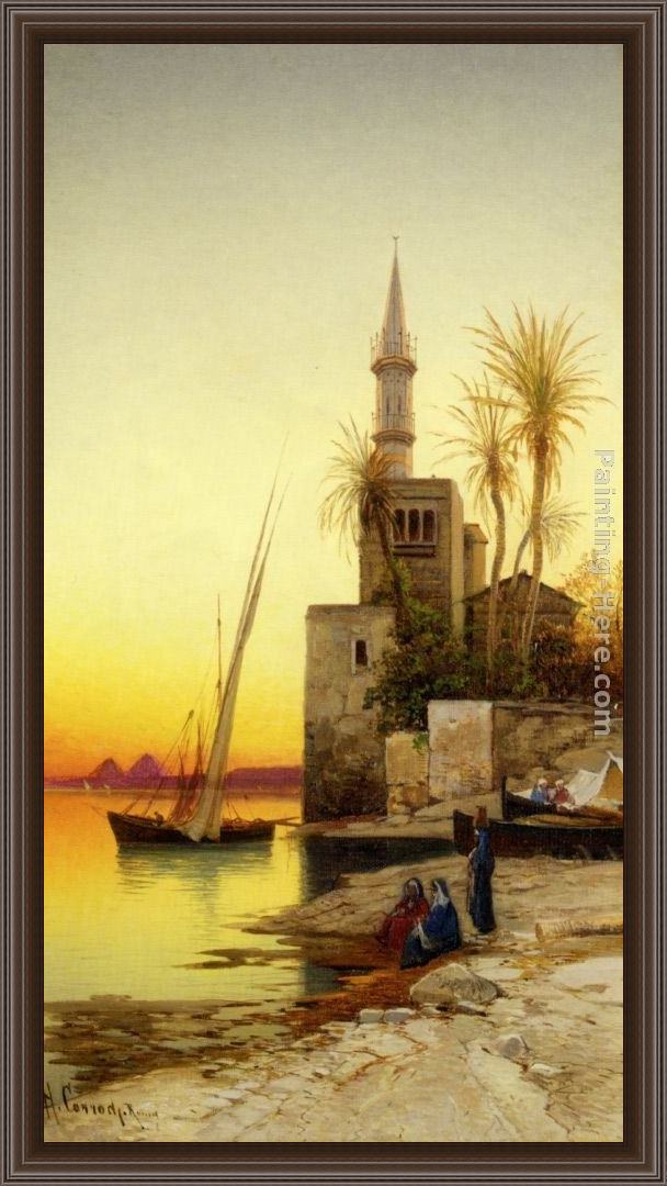 Framed Hermann David Solomon Corrodi banks of the nile painting