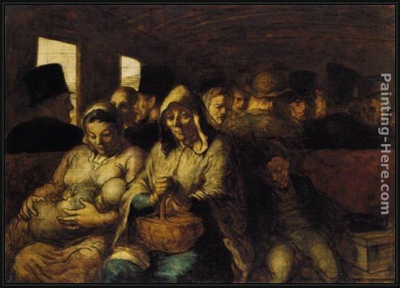 Framed Honore Daumier the third-class carriage painting