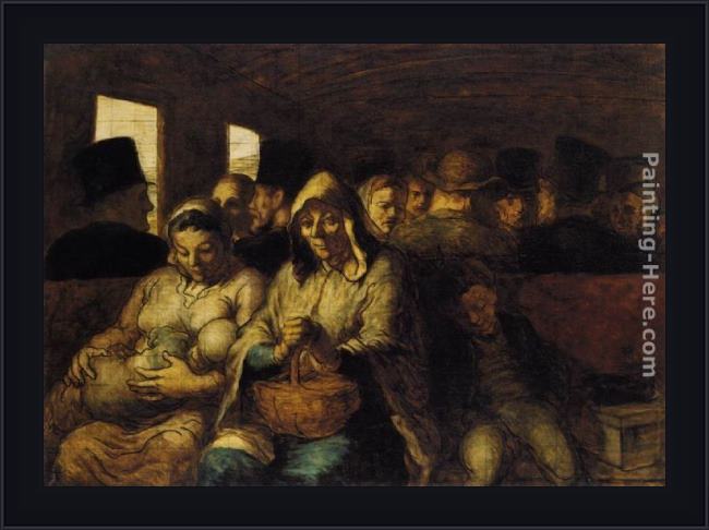 Framed Honore Daumier the third-class carriage painting