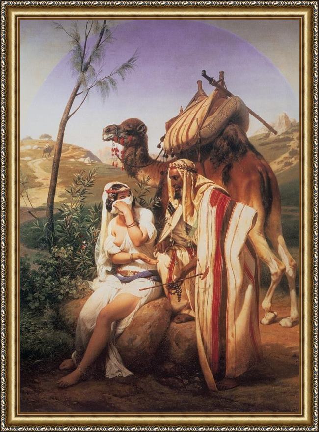 Framed Horace Vernet judah and tamar painting