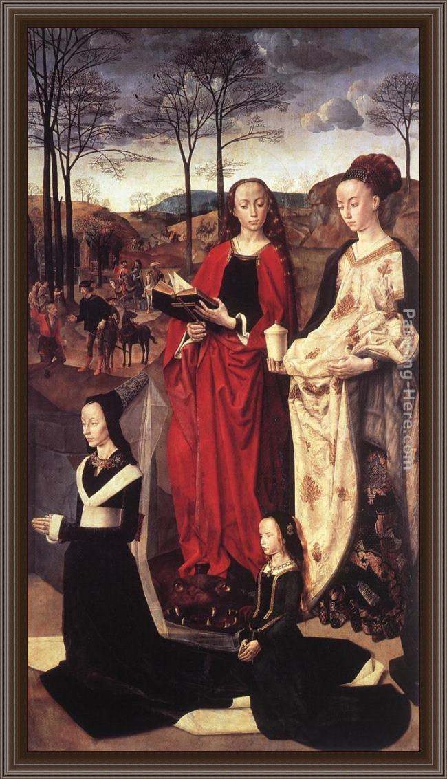 Framed Hugo van der Goes sts. margaret and mary magdalene with maria portinari painting