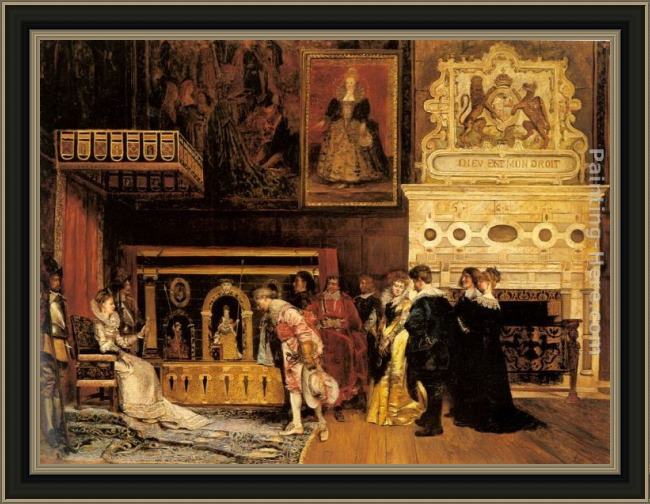 Framed Ignacio Leon y Escosura the presentation at court painting