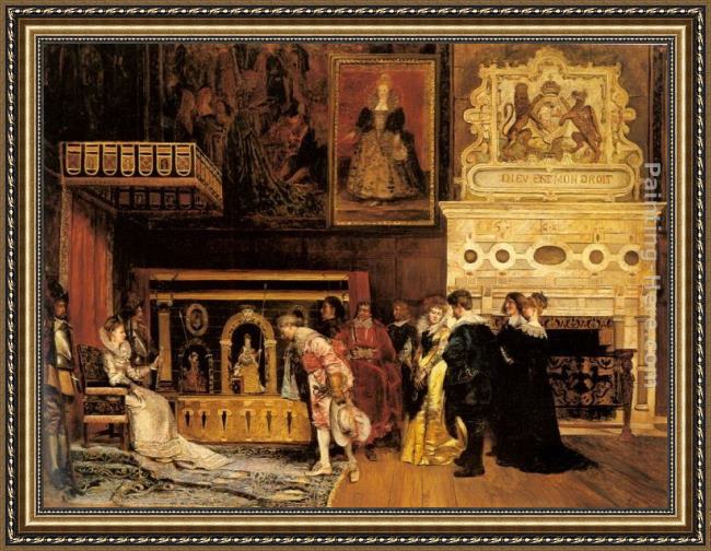 Framed Ignacio Leon y Escosura the presentation at court painting