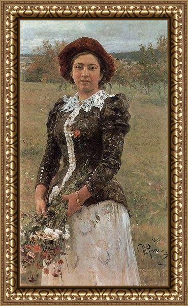 Framed Il'ya Repin autumn bouquet painting