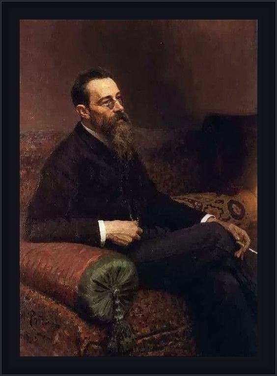 Framed Il'ya Repin portrait of the composer nikolay rymsky-korsakov painting