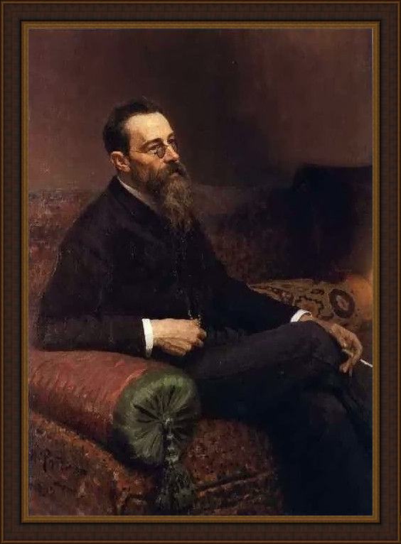 Framed Il'ya Repin portrait of the composer nikolay rymsky-korsakov painting
