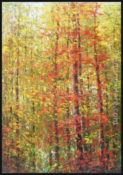 Framed Ioan Popei autumn painting