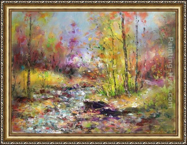 Framed Ioan Popei mountain river 04 painting
