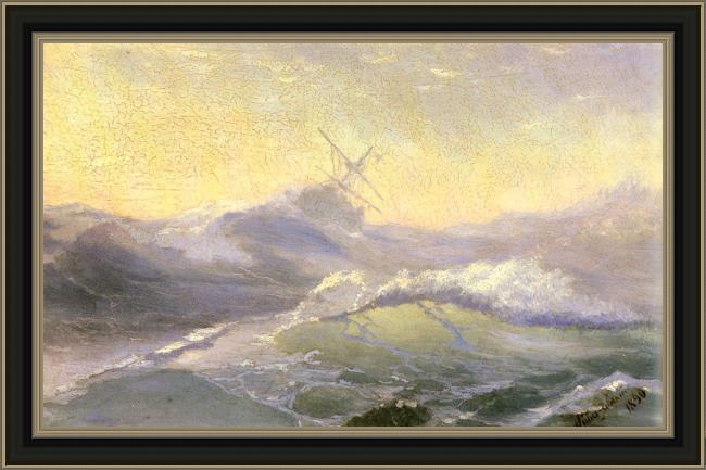 Framed Ivan Constantinovich Aivazovsky bracing the waves painting