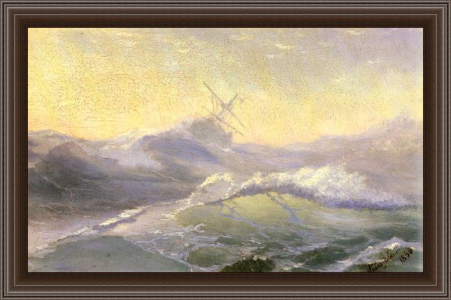 Framed Ivan Constantinovich Aivazovsky bracing the waves painting