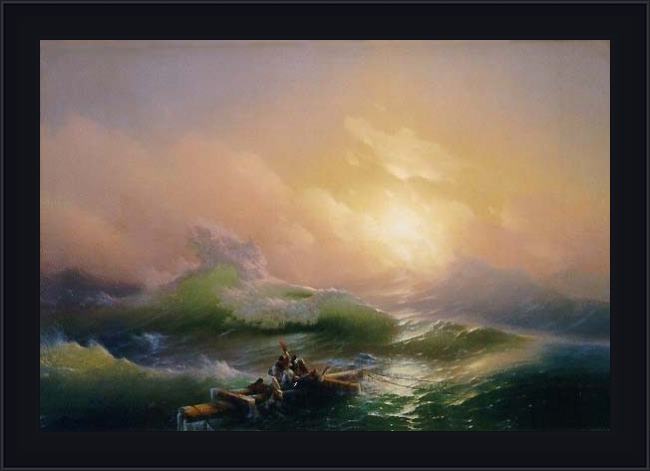 Framed Ivan Constantinovich Aivazovsky the ninth wave painting