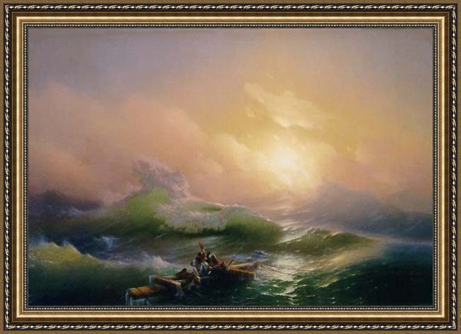 Framed Ivan Constantinovich Aivazovsky the ninth wave painting