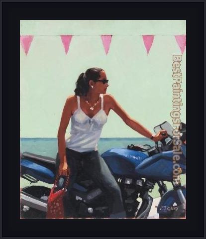 Framed Jack Vettriano a fille a la moto painting