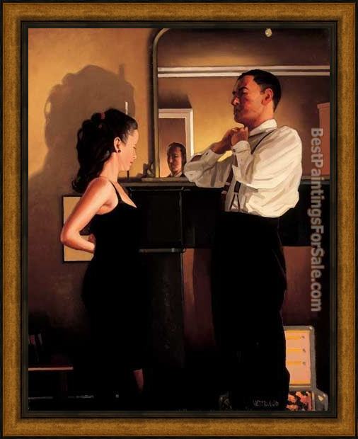 Framed Jack Vettriano between darkness and dawn painting