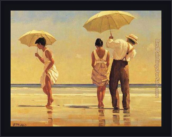 Framed Jack Vettriano mad dogs painting