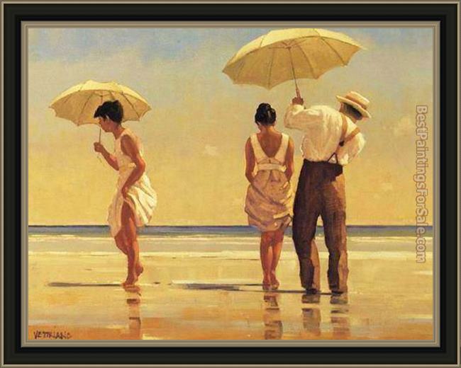 Framed Jack Vettriano mad dogs painting