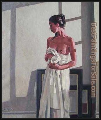 Framed Jack Vettriano model in white painting