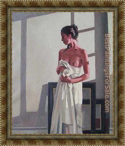 Framed Jack Vettriano model in white painting