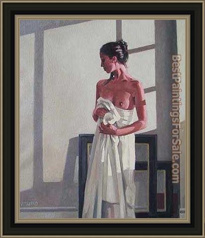 Framed Jack Vettriano model in white painting