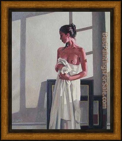 Framed Jack Vettriano model in white painting