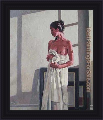 Framed Jack Vettriano model in white painting