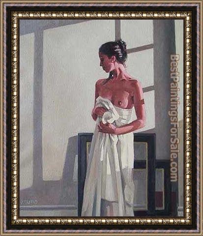 Framed Jack Vettriano model in white painting