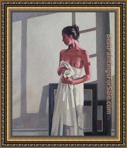 Framed Jack Vettriano model in white painting