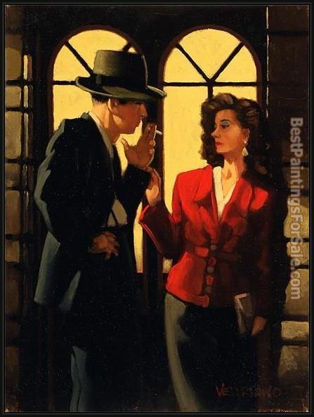 Framed Jack Vettriano night negotiations painting