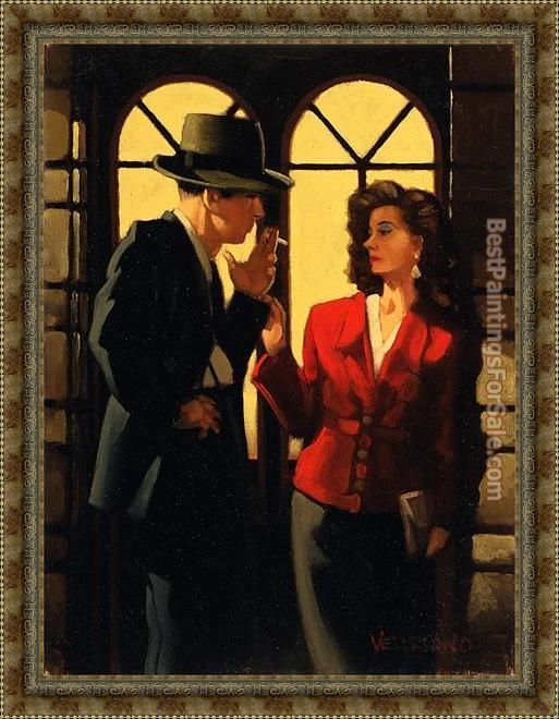 Framed Jack Vettriano night negotiations painting